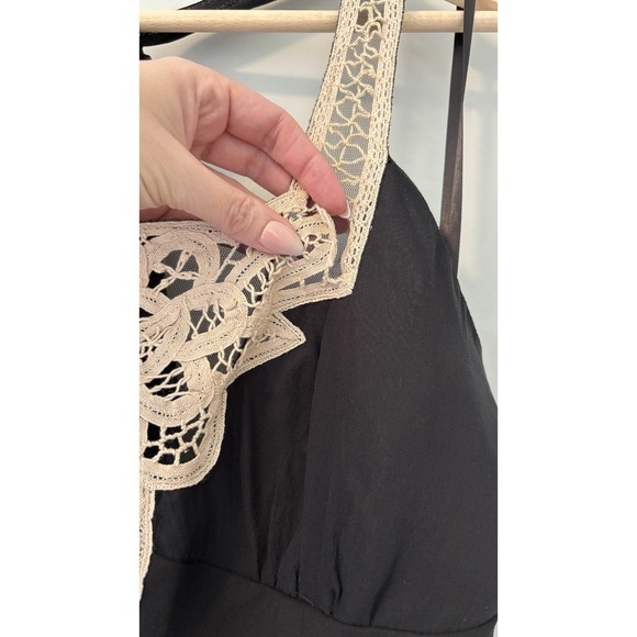 Nicole Miller Size 8 Halter Dress Crochet Black Chiffon Midi Romantic Victorian - Picture 8 of 12